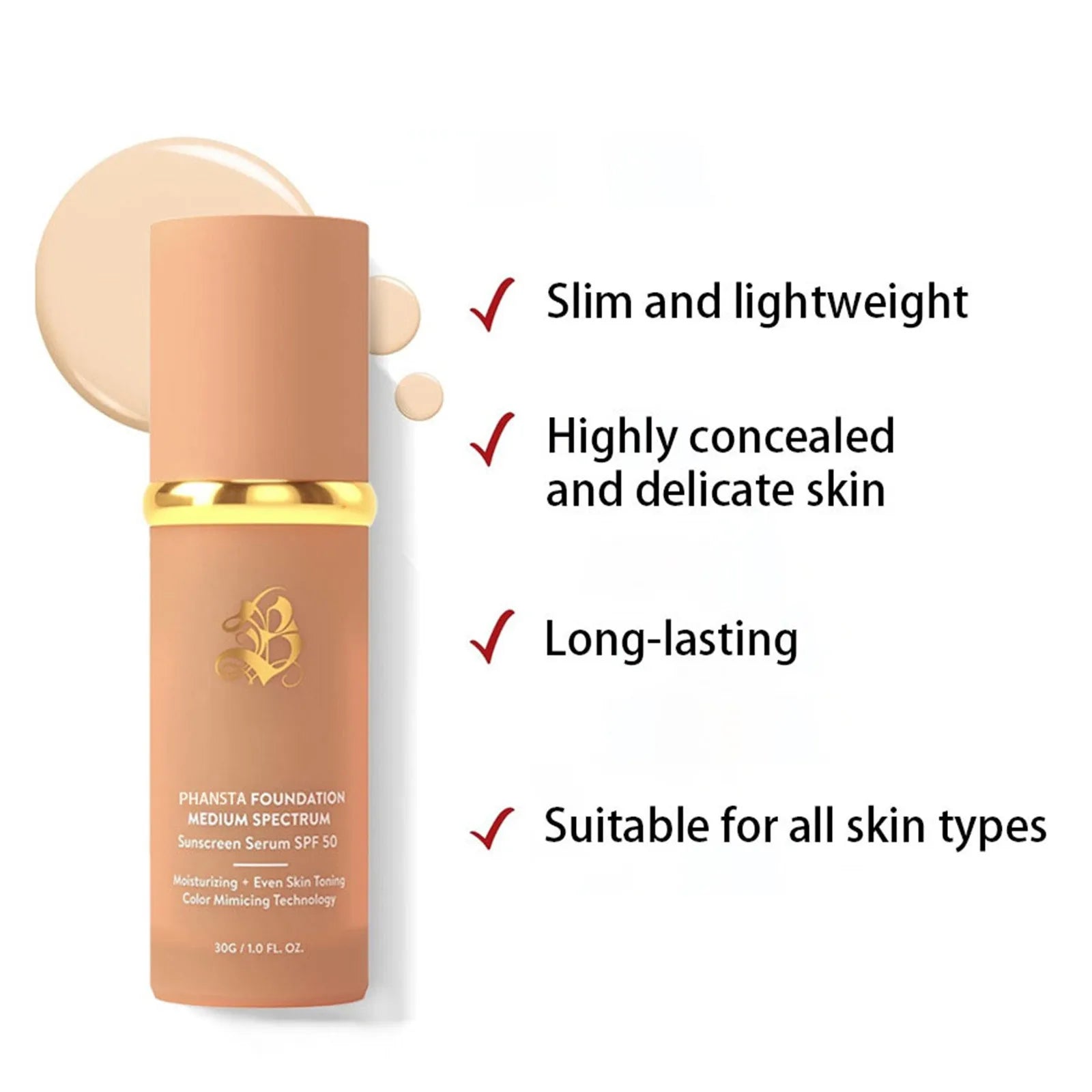 "Biomimic 4-in-1 Foundation with SPF 50+ - Longwearing Light Spectrum Formula"