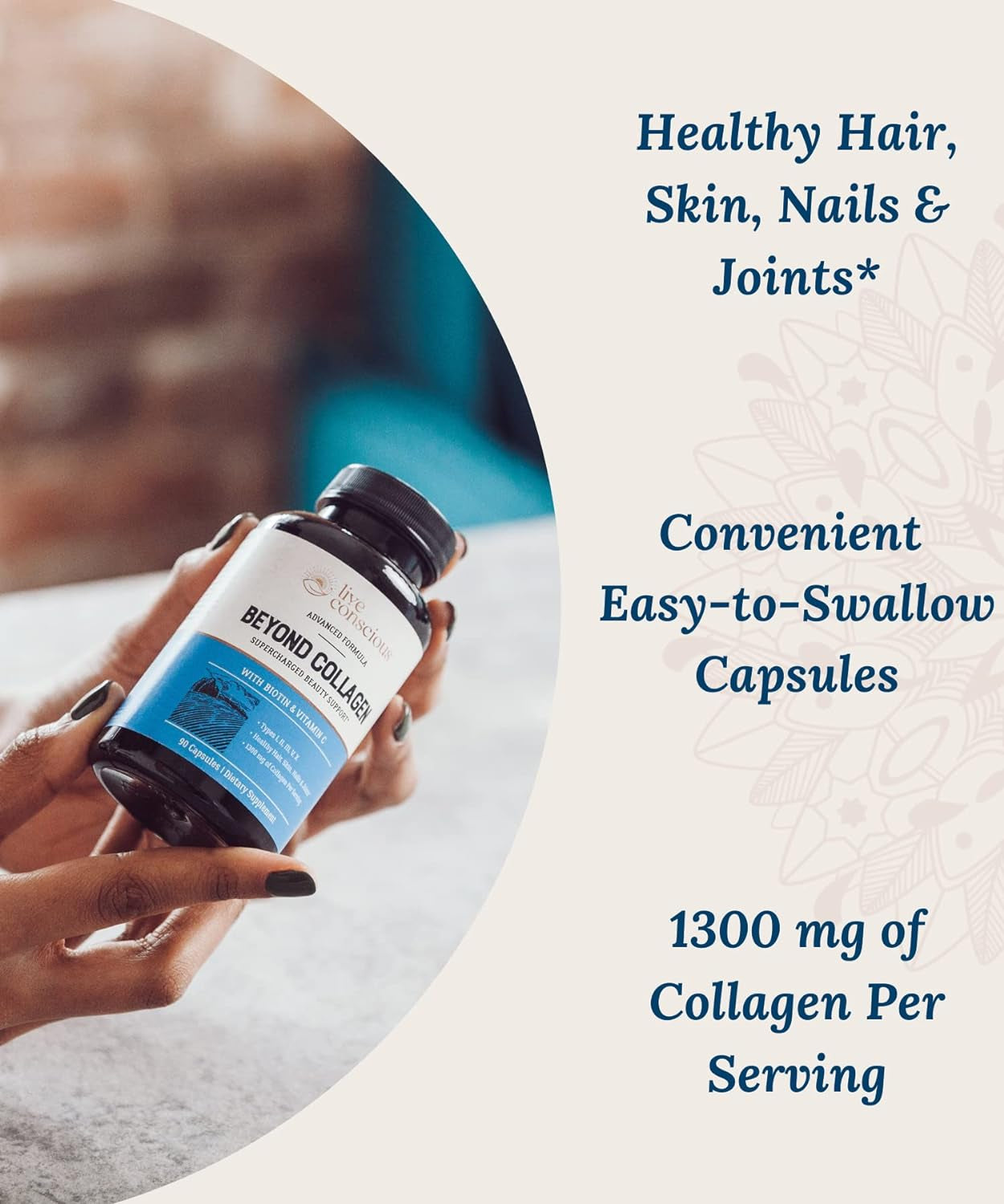 beyond Collagen Multi Collagen Capsules - Types I, II, III, V & X - Hydrolyzed Blend with Biotin & Vitamin C for Hair, Skin, Nails 90 Capsules