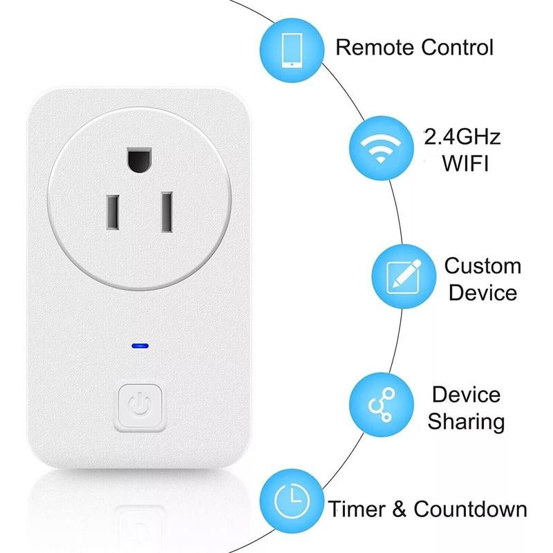 10A Smart Plug Wifi APP Remote Control Outlet Work with Alexa Echo and Google Home & IFTTT, Energy Monitoring and Timer Function, No HUB Required, Delayed Switch, 2.4G Wi-Fi Only