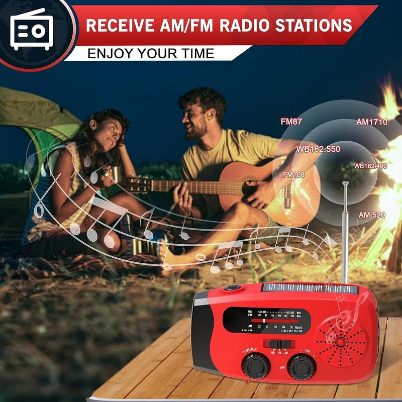 2000Mah Solar Hand Crank Emergency Radio, AM/FM/NOAA with LED Flashlight, for Hurricane Preparedness & Outdoor Survival Solar Hand