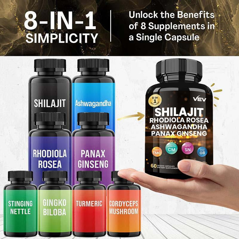 VEV Sea Moss, Shilajit, Black Seed Oil, Turmeric, Multi Minerals, Ashwagandha, Burdock Root, Vitamin C -60 Capsules Healthcare Dietary Supplements