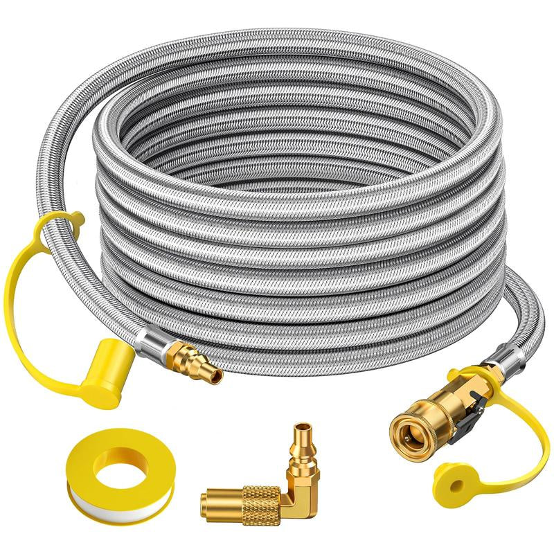 7FT/12FT/24FT RV Quick Connect Propane Hose with 1/4" Safety Shutoff Valve and 1/4" Male Full Flow Plug for 17" and 22" Blackstone Griddles