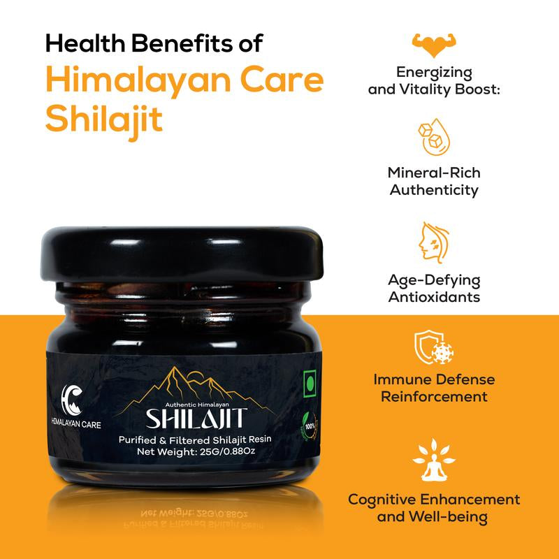 Himalayan Care Pure Himalayan Shilajit Resin|Natural Herbs Eneregy Supplement| 25 Grams, 75 Servings