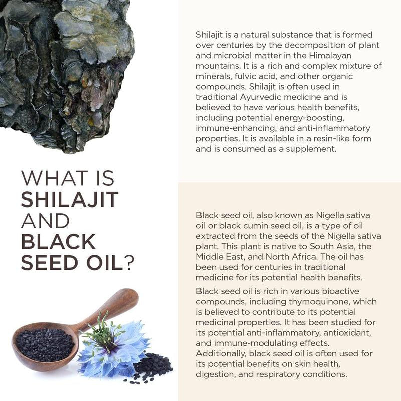 Pure Shilajit Supplement Gummies with Black Seed Oil, High Potency Pure Himalayan Resin for Energy, Immune Support, and Cognitive Function, Lab Tested Chewables