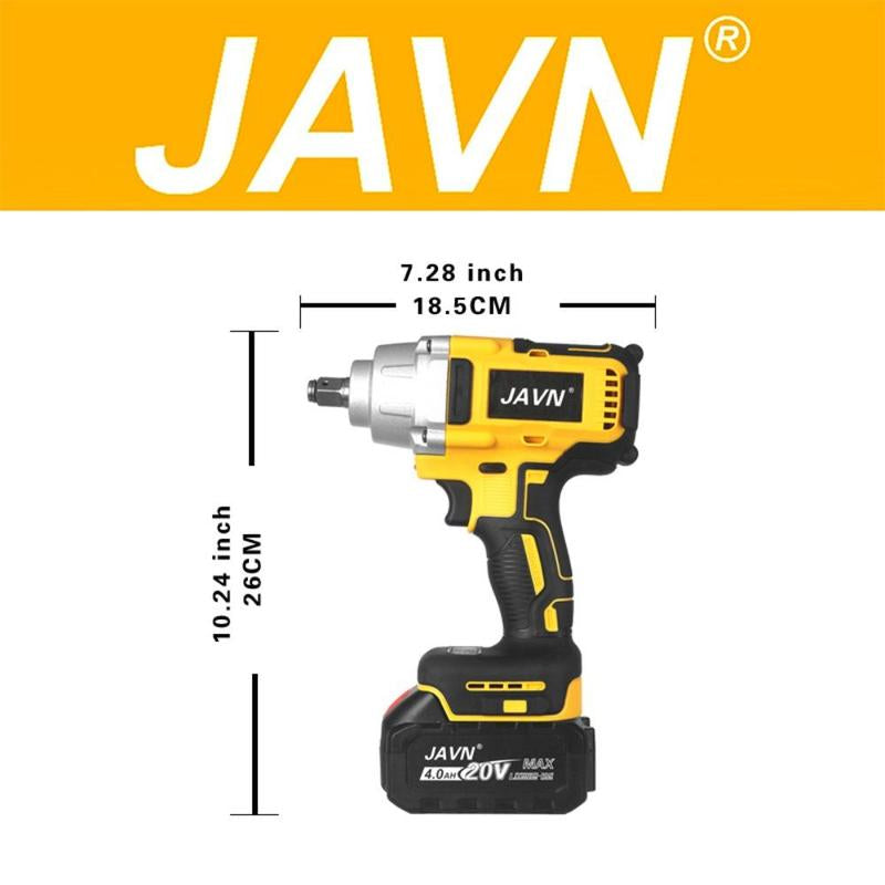 JAVN 20V 600N.M Brushless Electric Wrench, 1 Set Cordless Impact Wrench, Car Tire Repair Tool, Power Tools Compatible with Makita Batteries