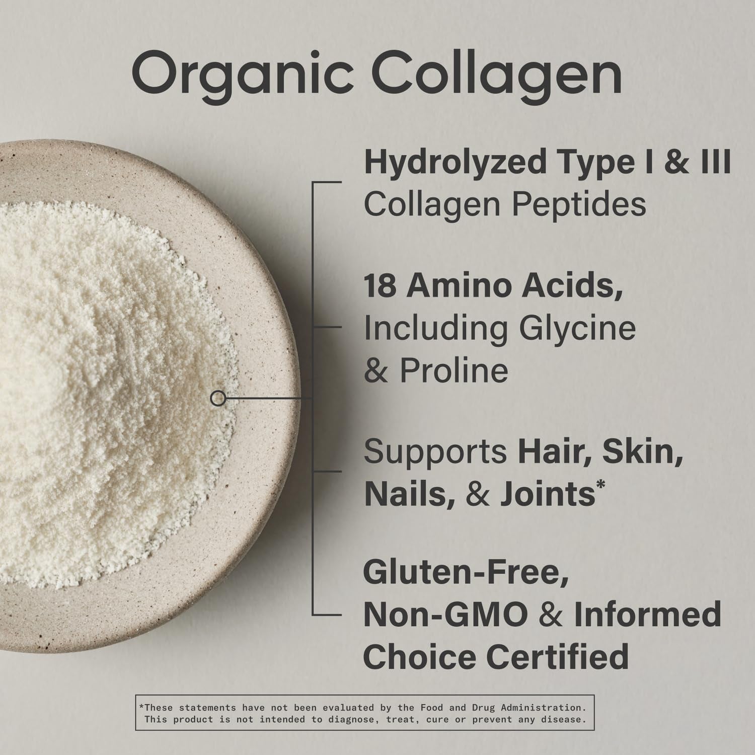 ­® Organic Collagen Peptides - Hydrolyzed Type I & III Collagen Protein Powder Made Sustainably from Grass-Fed Cows - Unflavored - 30 Servings