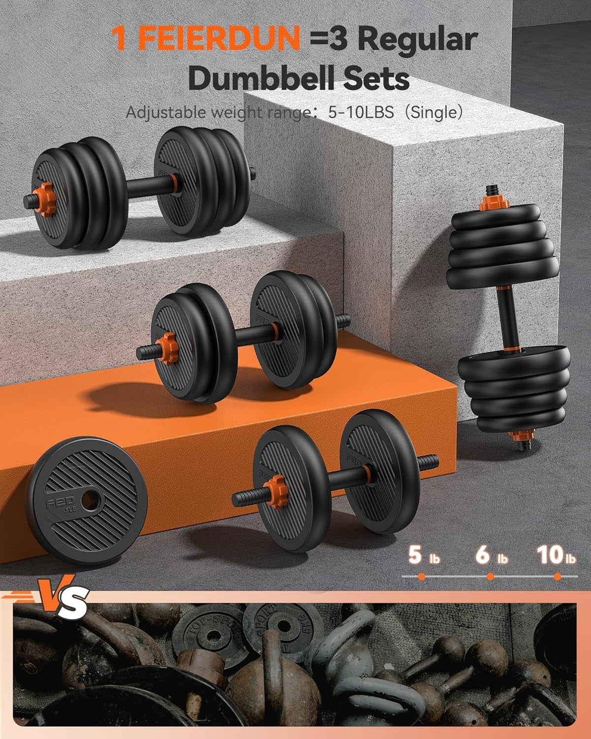 Adjustable Dumbbells, 20/30/40/50/60/70/90Lbs Free Weight Set with Connector, 4 In1 Dumbbells Set Used as Barbell, Kettlebells, Push up Stand, Fitness Exercises for Home Gym Suitable Men/Women