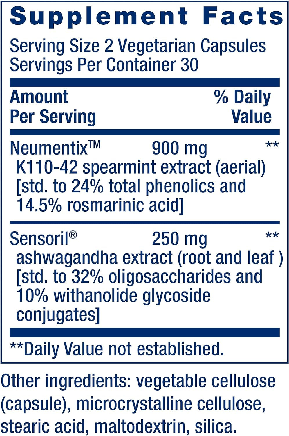 Ashwagandha plus Calm & Focus, Ashwagandha Extract, Spearmint Extract, Focus, Attention, Relaxation, Advanced Formula, 60 Vegetarian Capsules