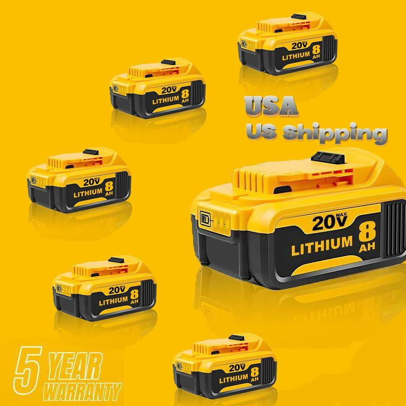 DCB200 8.0Ah Lithium Battery Replacement for Dewalt 20V Battery Max XR Cordless Tools DCB180 DCB206 DCB206-2 DCB200 DCB204 DCB204BT-2 DCB203 DCB201 DCB207