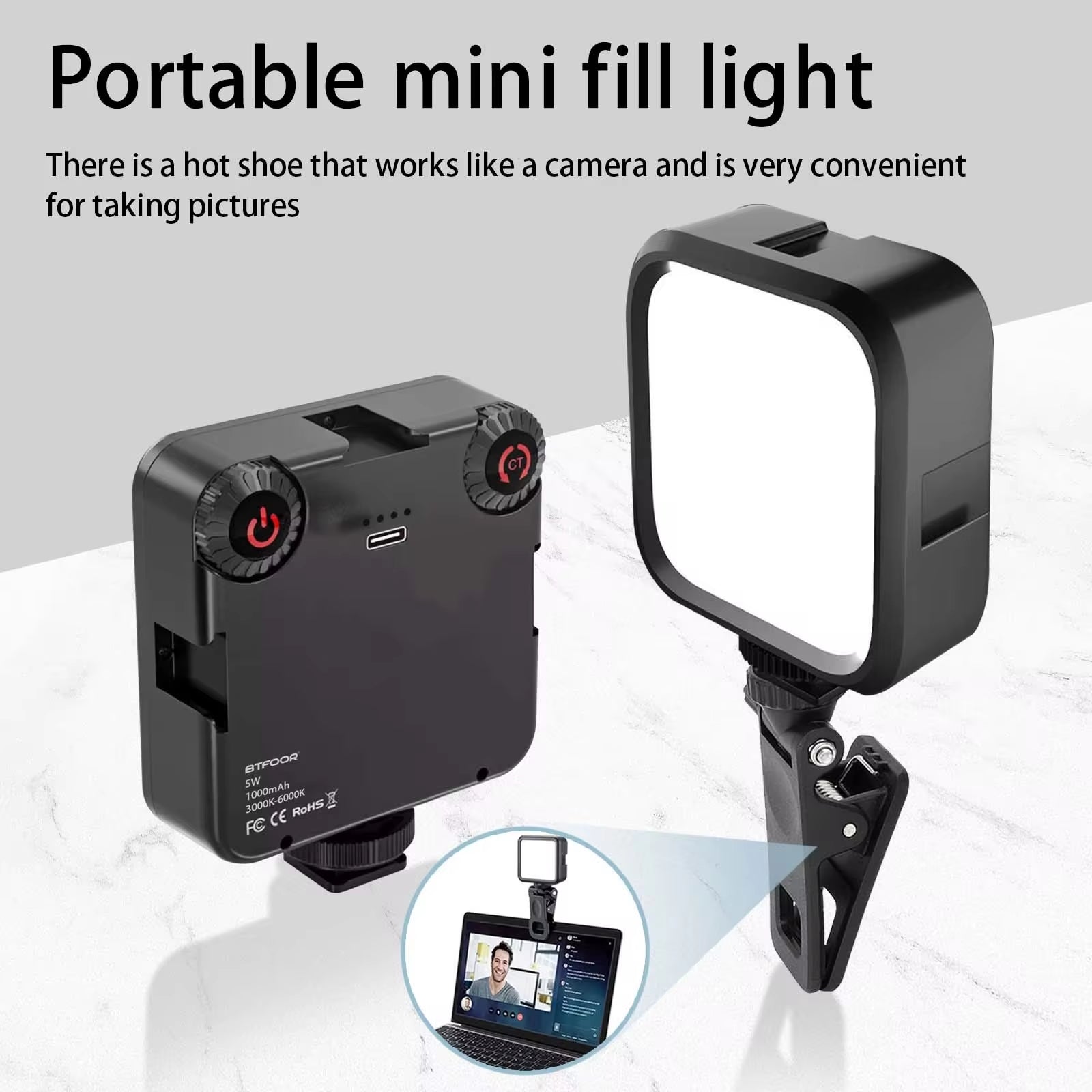 "Versatile Bi-Color LED Clip Video Light for DSLR & GoPro - Perfect for Vlogging & Photography!"