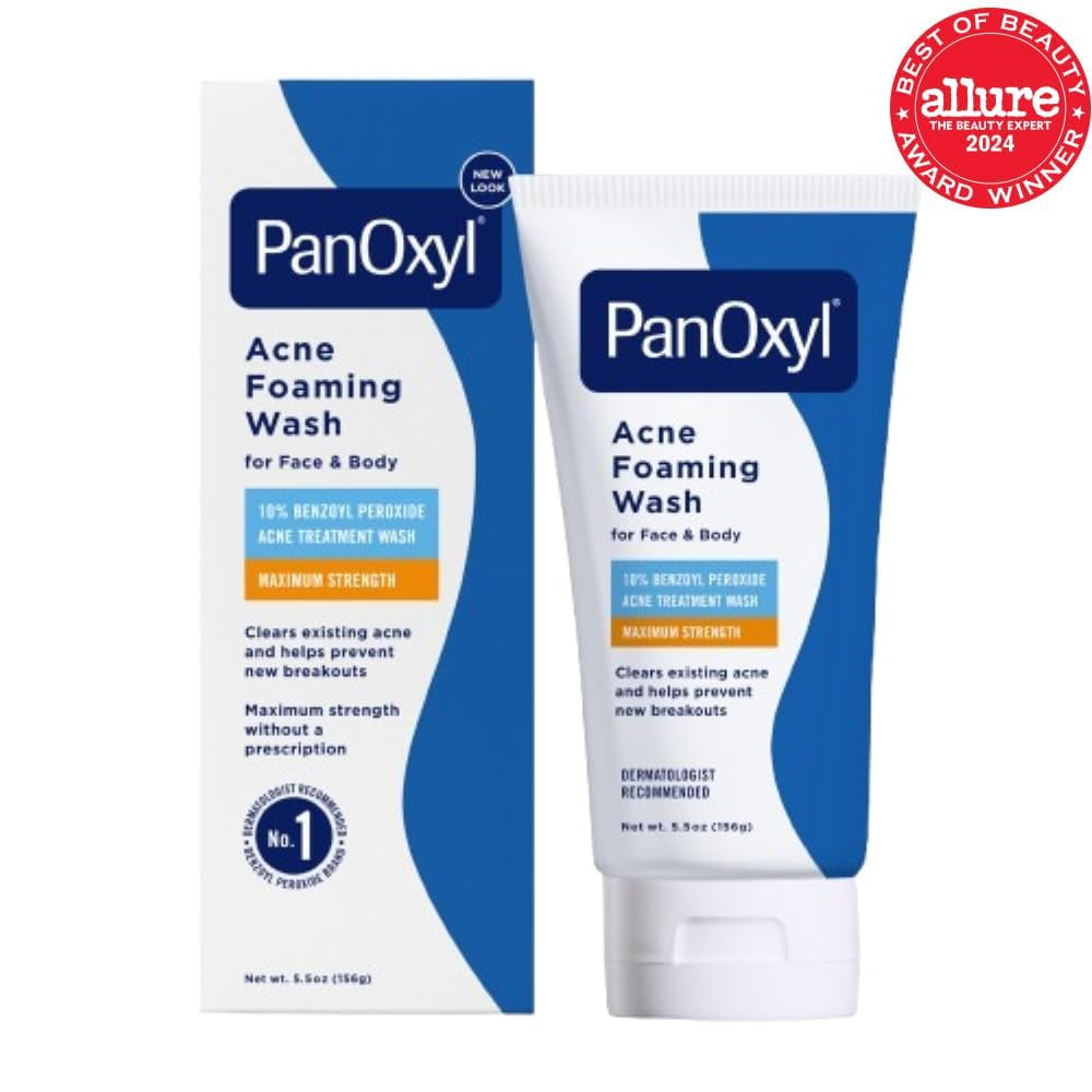 Acne Foaming Wash Benzoyl Peroxide 10% Maximum Strength Antimicrobial, 5.5 Oz