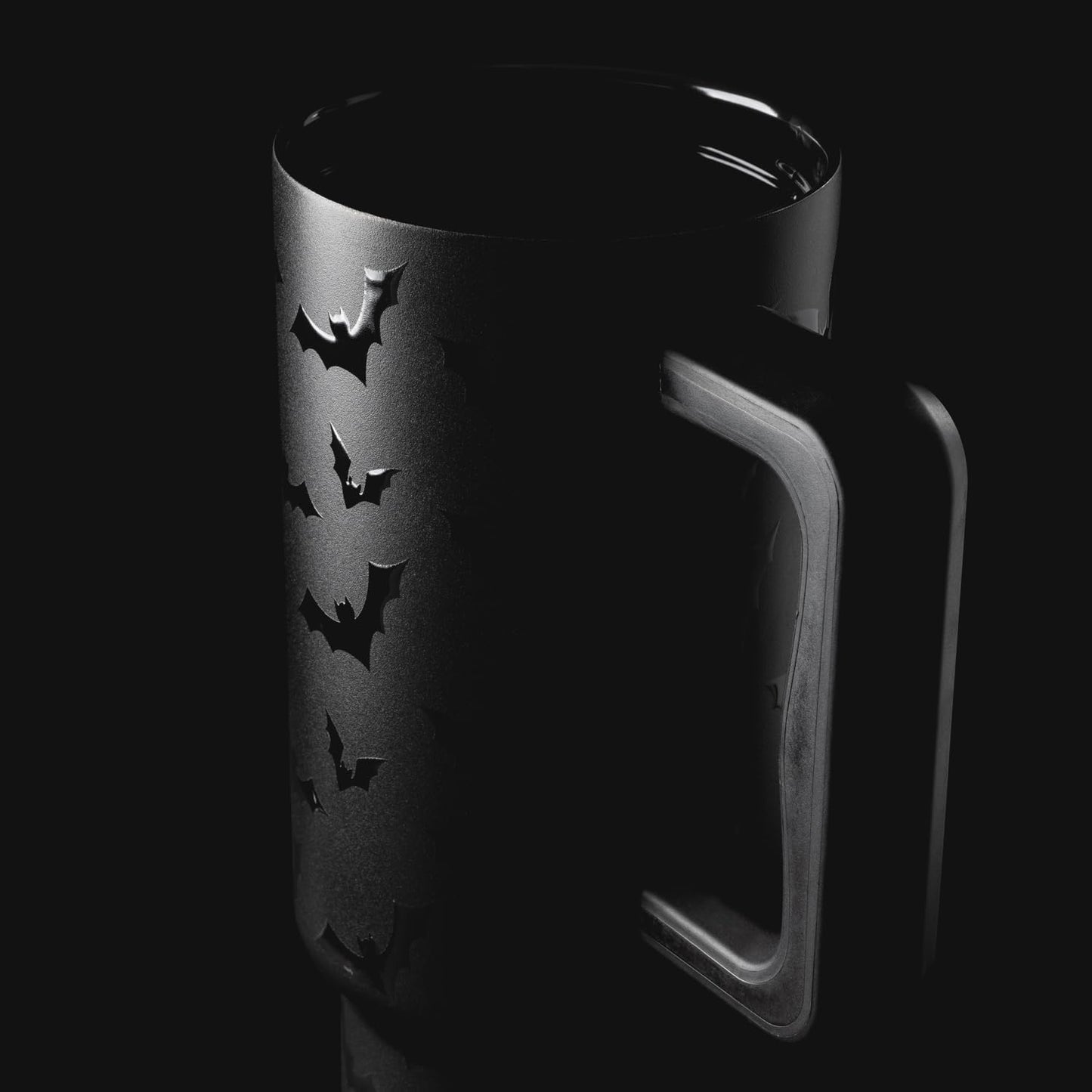 Halloween 40 Oz Tumbler with Handle and Straw Lid | Leak-Proof Insulated Stainless Steel Water Bottle Travel Mug | Gifts for Women Men Him Her | Trek Signature | Spooky Bats