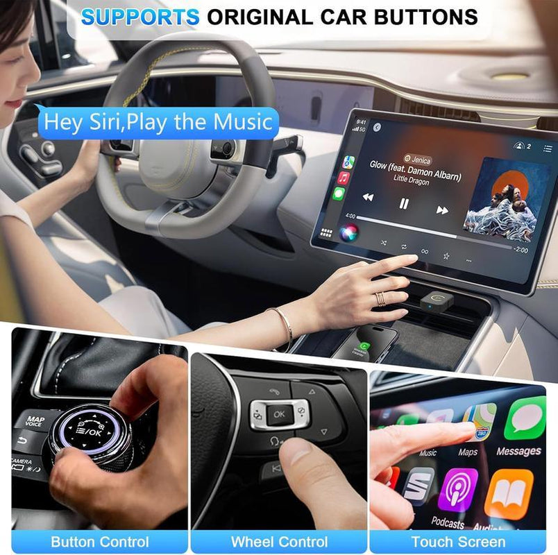 2-In-1 Android Car Wireless & Carplay Wireless Adapter, Switch from Wired to Wireless, Dongle for Cars with AA & Carplay, USB C/A, Plug and Play, Sturdy, Compatible with 98% Cars