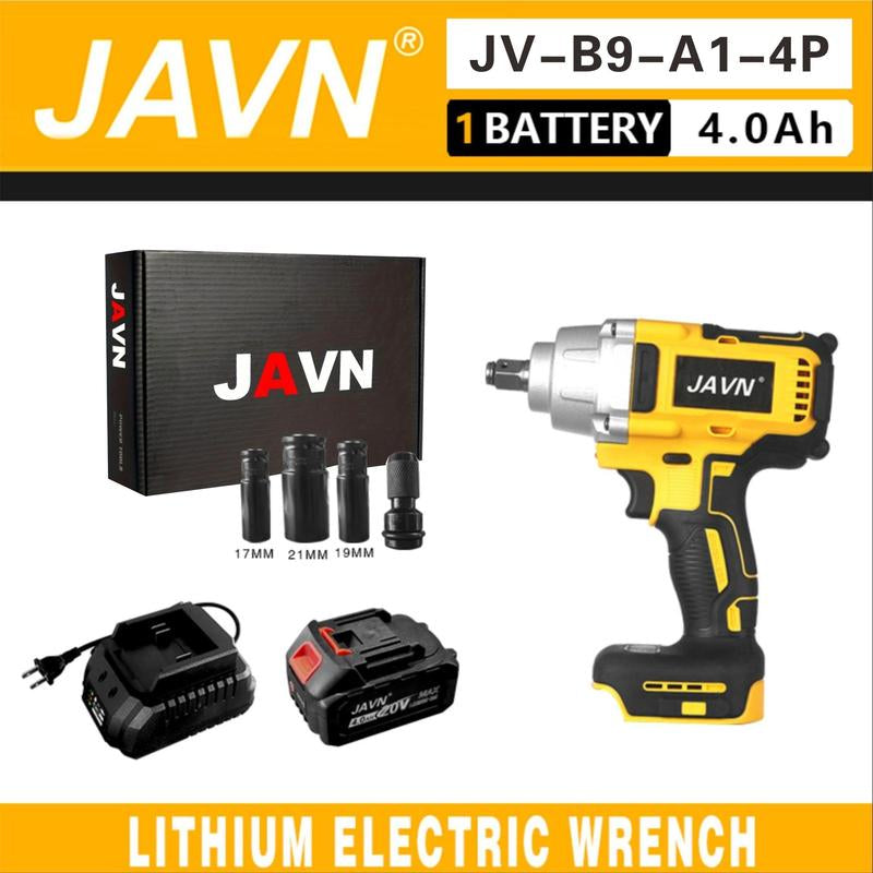 JAVN 20V 600N.M Brushless Electric Wrench, 1 Set Cordless Impact Wrench, Car Tire Repair Tool, Power Tools Compatible with Makita Batteries