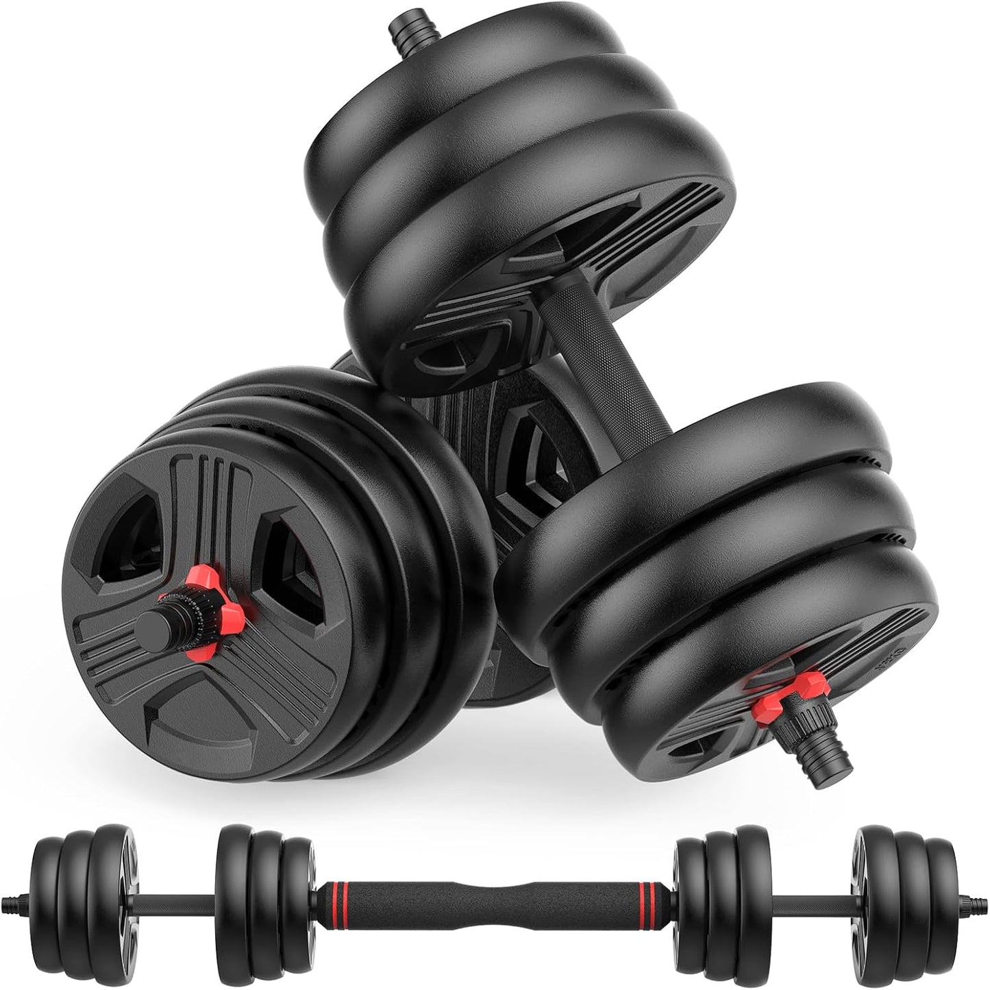 Adjustable Dumbbells Set, 20/30/40/60/80Lbs Free Weight Set with Connector Use as a Pair of Weights or Barbell, Fitness Exercises for Home Gym Suitable Men/Women