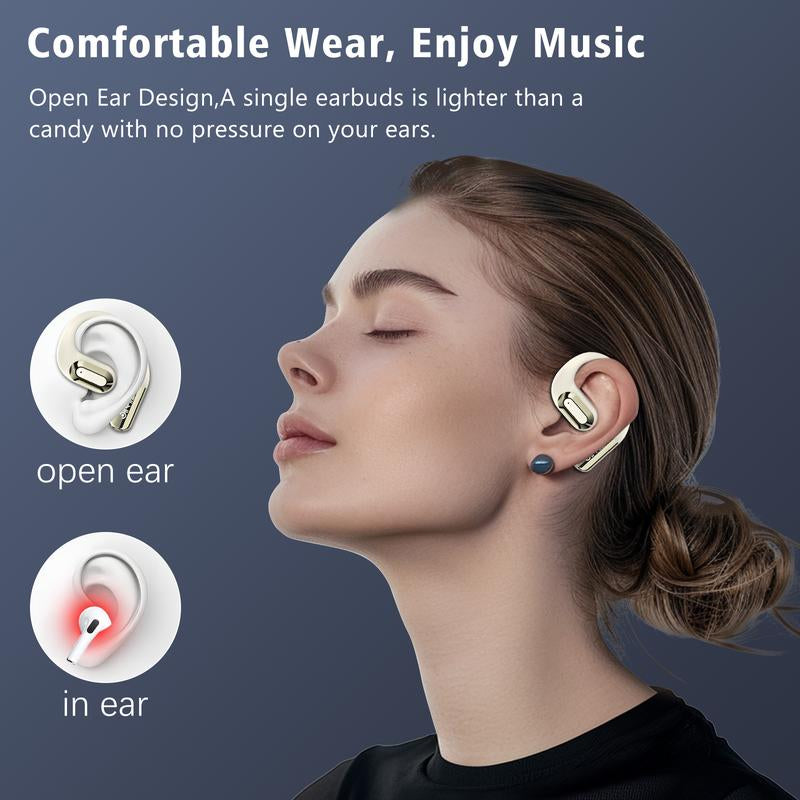 ZIHNIC True Wireless Open Ear Earbuds,Bluetooth 5.4,35Hours Playtime,Lpx5 Waterproof,Ows Headphones Lmmersive Premiumsound Long Distance Connection Headset Withcharging Case,Light-Weight Headphones Built-Inmicrophone Audio Electronic