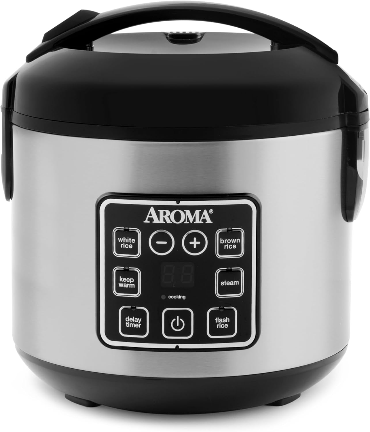 Digital Rice Cooker, 4-Cup (Uncooked) / 8-Cup (Cooked), Steamer, Grain Cooker, Multicooker, 2 Qt, Stainless Steel Exterior, ARC-914SBD