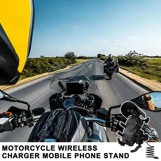 Motorcycle Phone Mount with Charger anti Vibration Moto Wireless Charger Mobile Phone Rack 360 Rotating Moto Support Cellphone