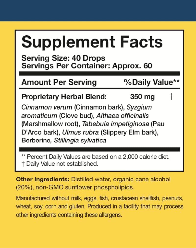 Elim-A-Cand - Candida Support - Microbial & Gut Health Supplements with Berberine, Slippery Elm, Cinnamon Bark, PAU D'Arco & Marshmallow Root - Herbal Detox Tincture (4 Fl Oz)