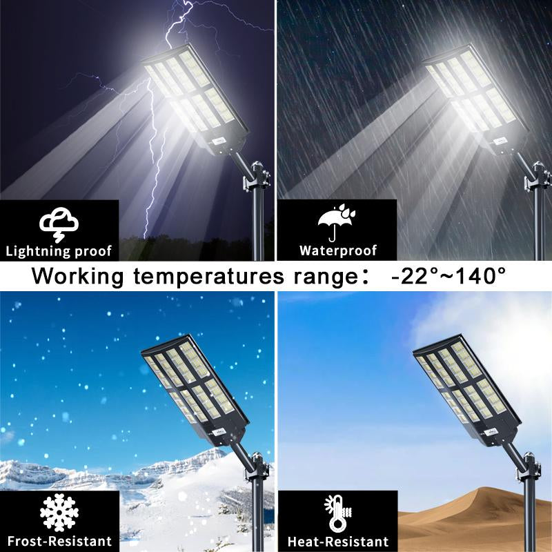 4600W IP67 Solar Street Lights Outdoor-2700K/4000K/6500K Dimmable Lights, Solar Parking Lot Lights Commercial Dusk to Dawn, with Remote Control Motion for Street, Court, Tree- Ideal for Parking Lots and Residential/Commercial Yards