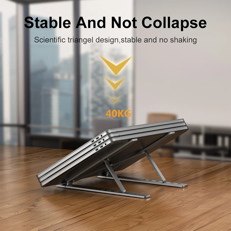 "Adjustable Aluminum Alloy Laptop Stand - Portable, Foldable, and Non-Slip Cooling Bracket for Ultimate Comfort!"