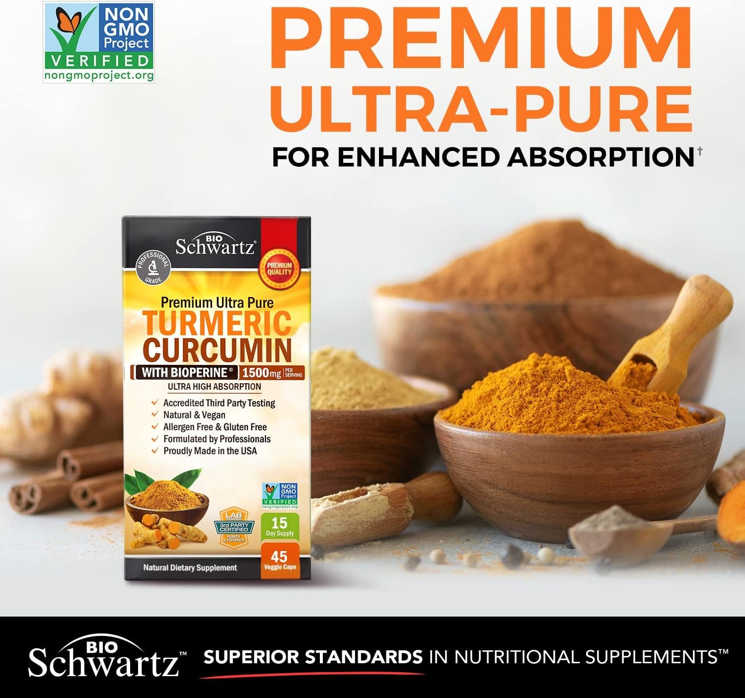 Turmeric Curcumin 1500Mg 45 Count + Magnesium Bisglycinate 90 Count Bundle