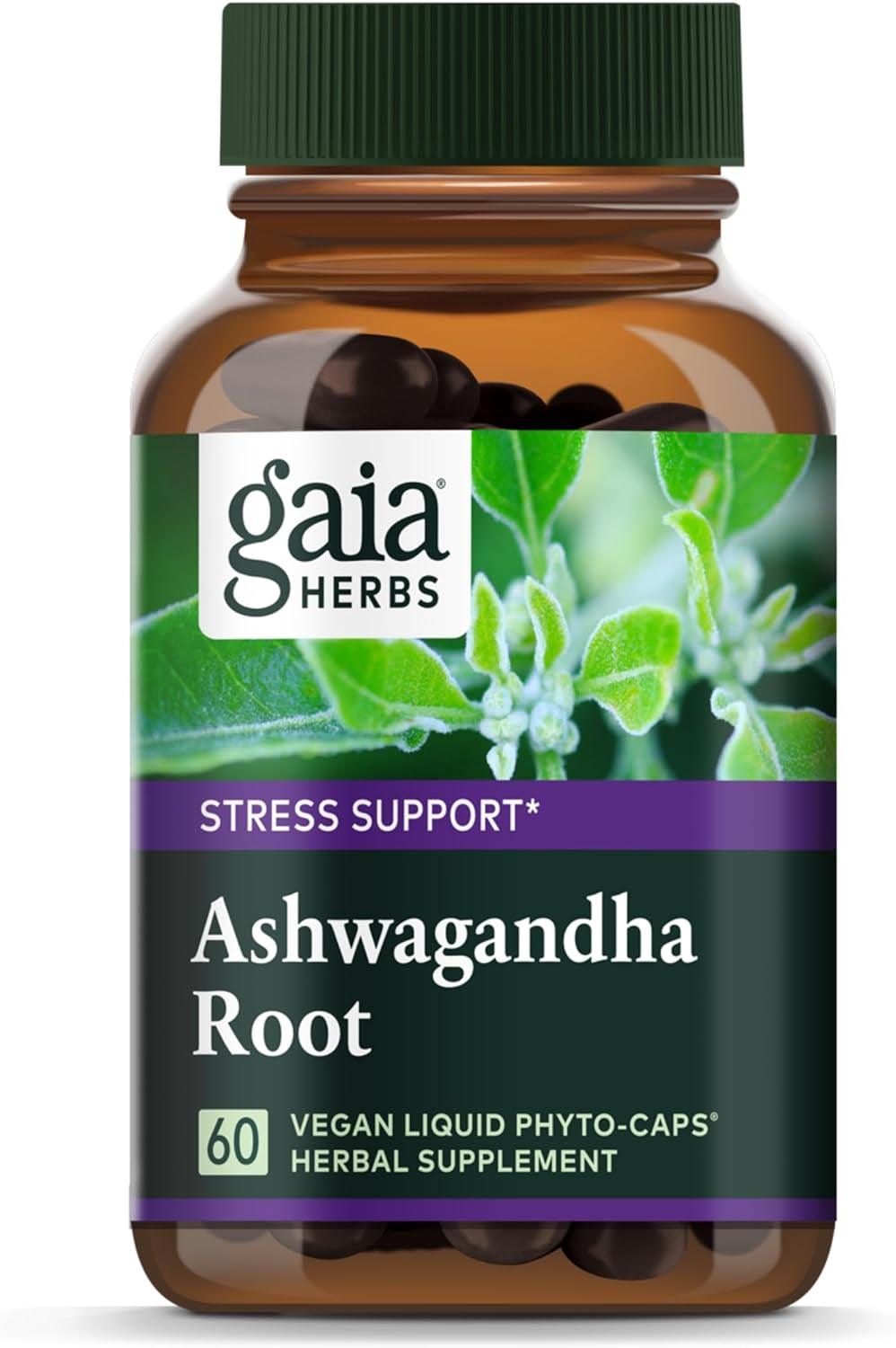 , Ashwagandha Root Vegan Liquid Phyto Capsules - Stress Relief, Immune Support Supplement, Balanced Energy Levels and Mood, 60-Count (Pack of 1)