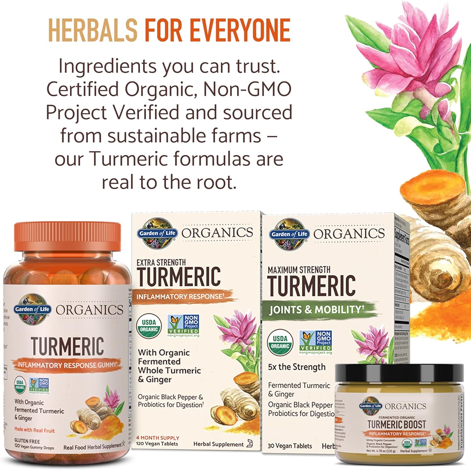 Organics Extra Strength Turmeric Inflammatory Response 120 Tablets-100Mg Curcumin (95% Curcuminoids) Black Pepper, Probiotics, Organic Non-Gmo Vegan Gluten Free Herbal Supplement