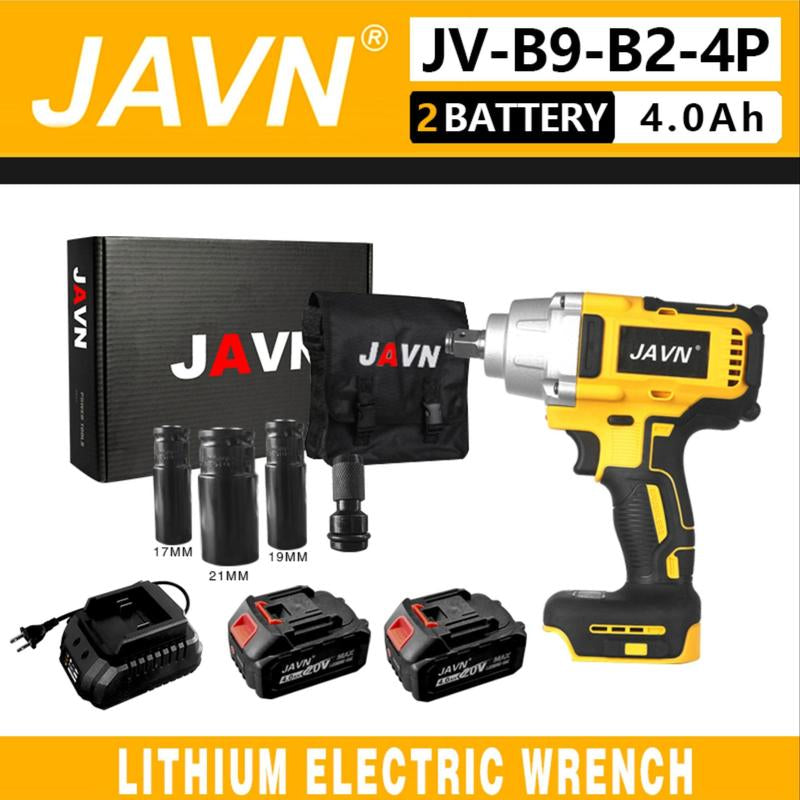 JAVN 20V 600N.M Brushless Electric Wrench, 1 Set Cordless Impact Wrench, Car Tire Repair Tool, Power Tools Compatible with Makita Batteries