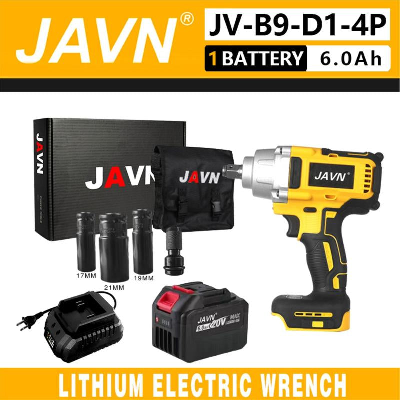 JAVN 20V 600N.M Brushless Electric Wrench, 1 Set Cordless Impact Wrench, Car Tire Repair Tool, Power Tools Compatible with Makita Batteries