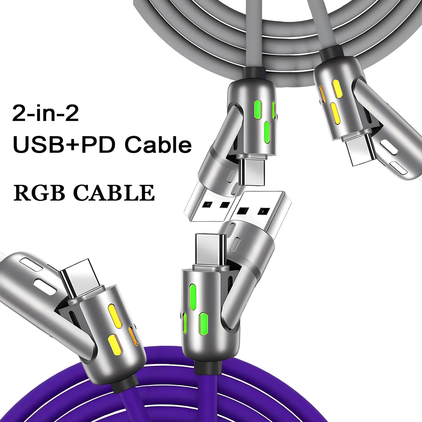 "PD 240W 4-In-1 Multi-Port Fast Charging Cable - 3A USB-C to Type C/Phone Adapter for Rapid Sync & Compatibility with Laptops/Tablets!"