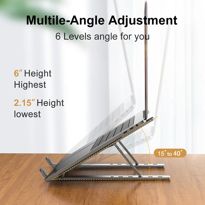 "Adjustable Aluminum Alloy Laptop Stand - Portable, Foldable, and Non-Slip Cooling Bracket for Ultimate Comfort!"