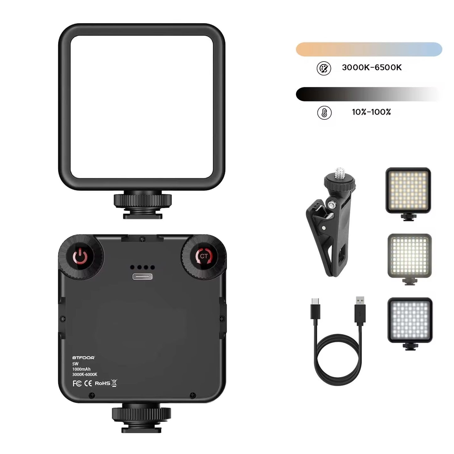 "Versatile Bi-Color LED Clip Video Light for DSLR & GoPro - Perfect for Vlogging & Photography!"