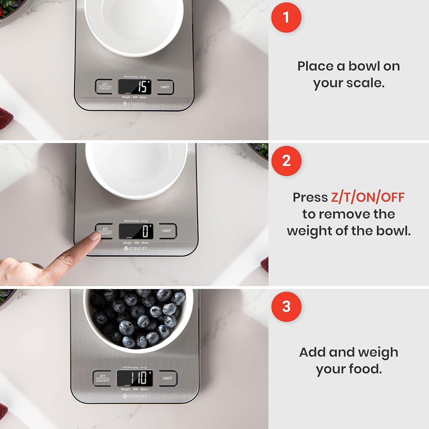 Food Kitchen Scale, Digital Grams and Ounces for Weight Loss, Baking, Cooking, Keto and Meal Prep, LCD Display, Medium, 304 Stainless Steel