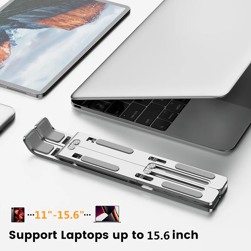 "Adjustable Aluminum Alloy Laptop Stand - Portable, Foldable, and Non-Slip Cooling Bracket for Ultimate Comfort!"