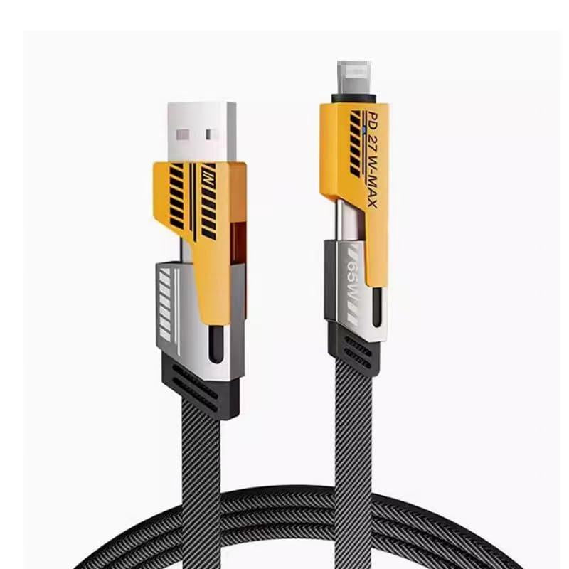 Dual Head Type-C Data USB 4-In-1 PD 65W Fast Charging Cable for Iphone15/14/13/12/11 Pro Max/Xs Max/Xr/Xs/X/8/Ipad/Xiaomi/Honor/Vivo/Samsung/Oppo Notebook Phone Smartphone Cellphone Charger - Android Devices Durable Electronic Mobile