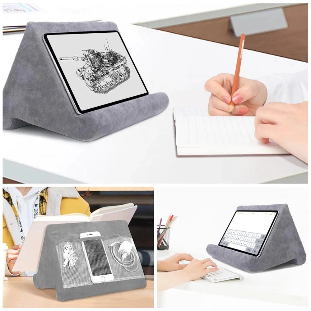 " Cozy Sponge Pillow Tablet Stand - Ultimate Support for iPad, Samsung, Huawei & More - Perfect for Bedside Reading!"