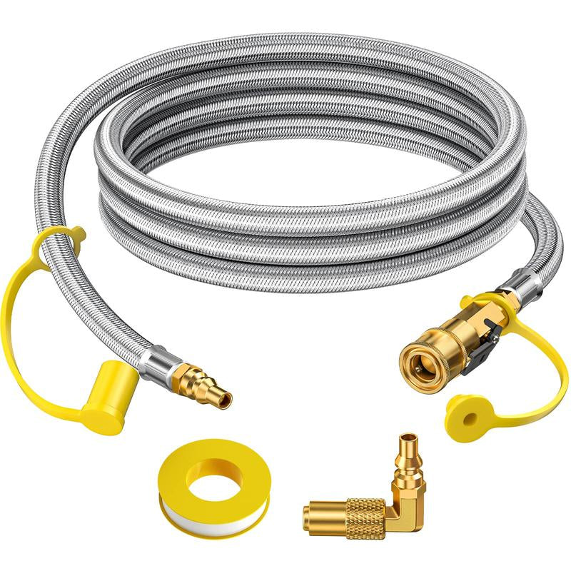 7FT/12FT/24FT RV Quick Connect Propane Hose with 1/4" Safety Shutoff Valve and 1/4" Male Full Flow Plug for 17" and 22" Blackstone Griddles