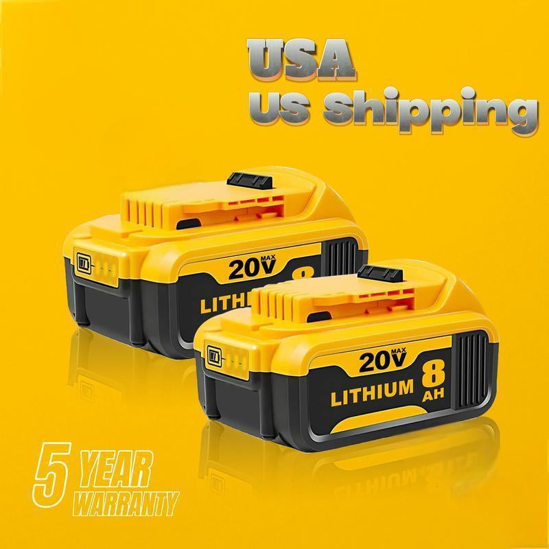 DCB200 8.0Ah Lithium Battery Replacement for Dewalt 20V Battery Max XR Cordless Tools DCB180 DCB206 DCB206-2 DCB200 DCB204 DCB204BT-2 DCB203 DCB201 DCB207