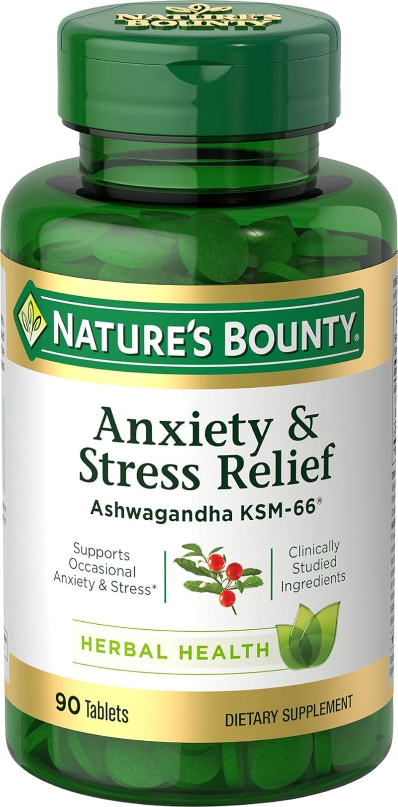 Stress Relief, Ashwagandha KSM-66, Supports Occasional Stress Relief, Dietary Supplement, Tablets, 90 Ct