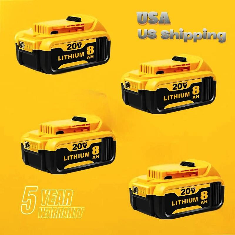 DCB200 8.0Ah Lithium Battery Replacement for Dewalt 20V Battery Max XR Cordless Tools DCB180 DCB206 DCB206-2 DCB200 DCB204 DCB204BT-2 DCB203 DCB201 DCB207