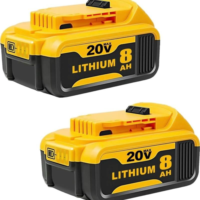 2Pack DCB200 8.0Ah Lithium Batteries for 20V MAX XR Cordless Tools- Suitable for DCB180, DCB200, DCB201, DCB203, DCB204, DCB206, DCB207