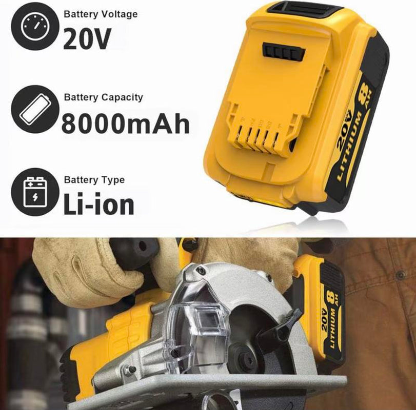 2Pack DCB200 8.0Ah Lithium Batteries for 20V MAX XR Cordless Tools- Suitable for DCB180, DCB200, DCB201, DCB203, DCB204, DCB206, DCB207