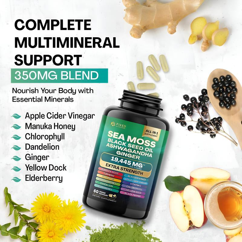 Ultimate Vitality Boost Duo: Sea Moss& Shilajit Power Supplements – Made in US and Certified by Switlab to Improves Performance, Enhances Power, Provides Energy Edible Fitness Healthcare Dietary