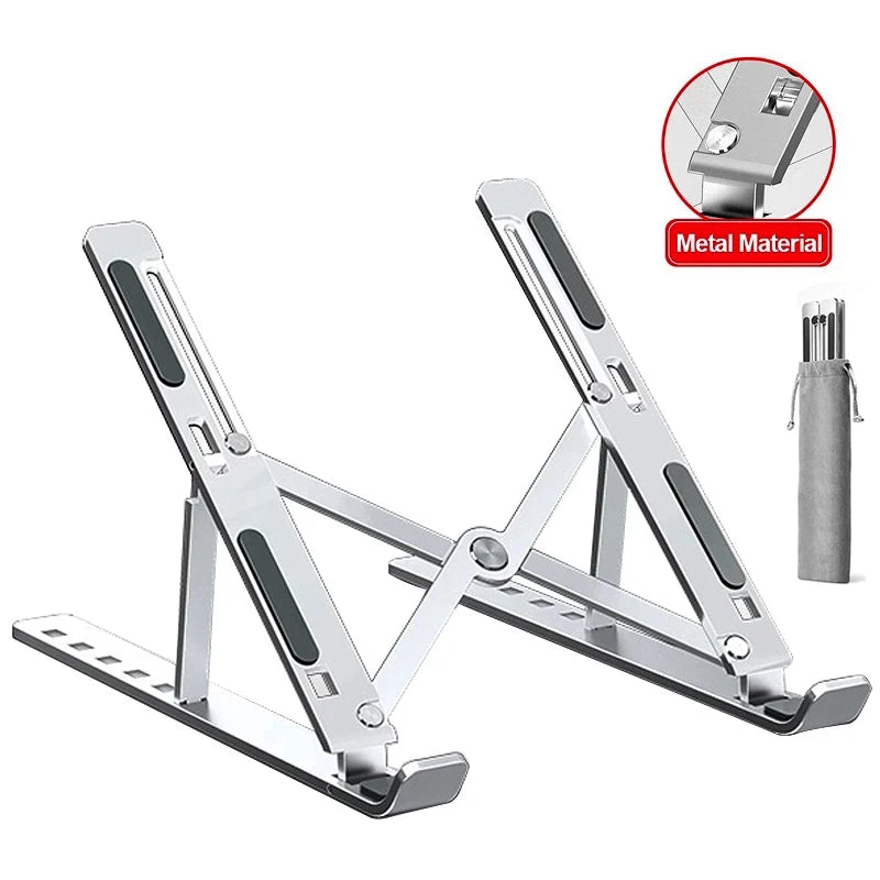 "Adjustable Aluminum Alloy Laptop Stand - Portable, Foldable, and Non-Slip Cooling Bracket for Ultimate Comfort!"