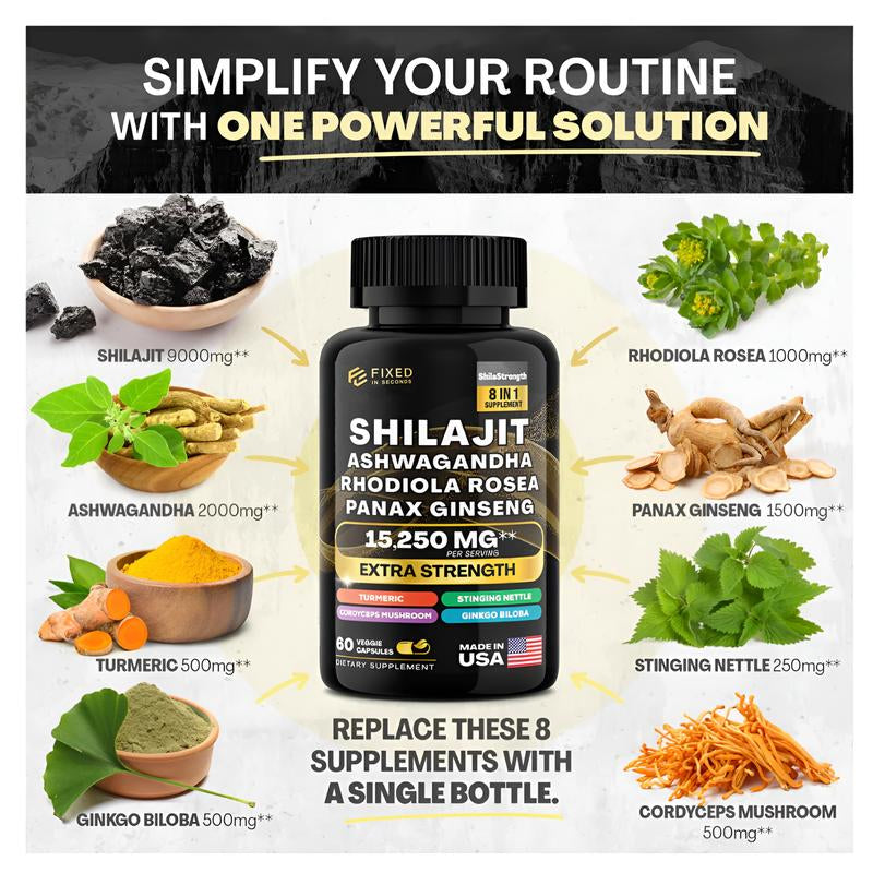 Ultimate Vitality Boost Duo: Sea Moss& Shilajit Power Supplements – Made in US and Certified by Switlab to Improves Performance, Enhances Power, Provides Energy Edible Fitness Healthcare Dietary