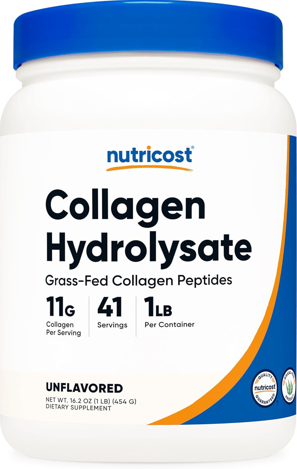 Grass-Fed Collagen Powder 1LB (454 G) - Bovine Collagen Hydrolysate (Unflavored) - Collagen Peptides