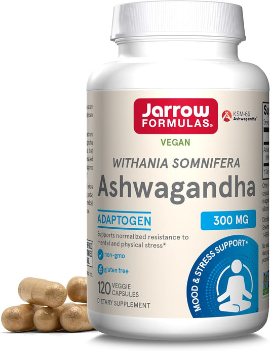 Ashwagandha Capsules, 300 Mg Supplement Supports Normalized Resistance to Mental and Physical Stress, 120 Veggie Capsules, 60 Day Supply