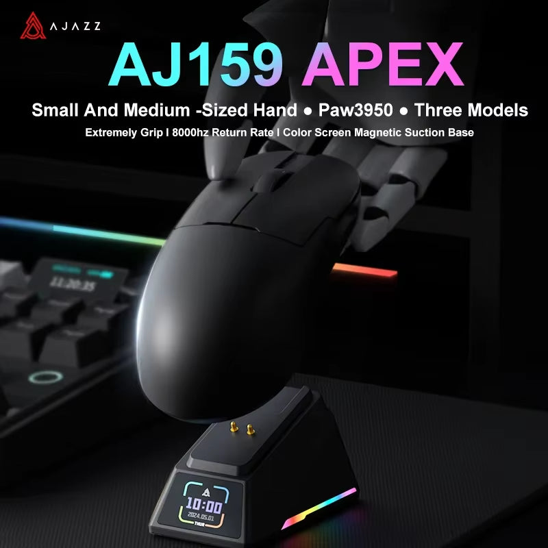 AJ159 APEX/AJ159PRO Wireless Gamer Mouse with RGB Magnetic Charging Base Lightweight AJ159P Gaming Mouse for PC Laptop