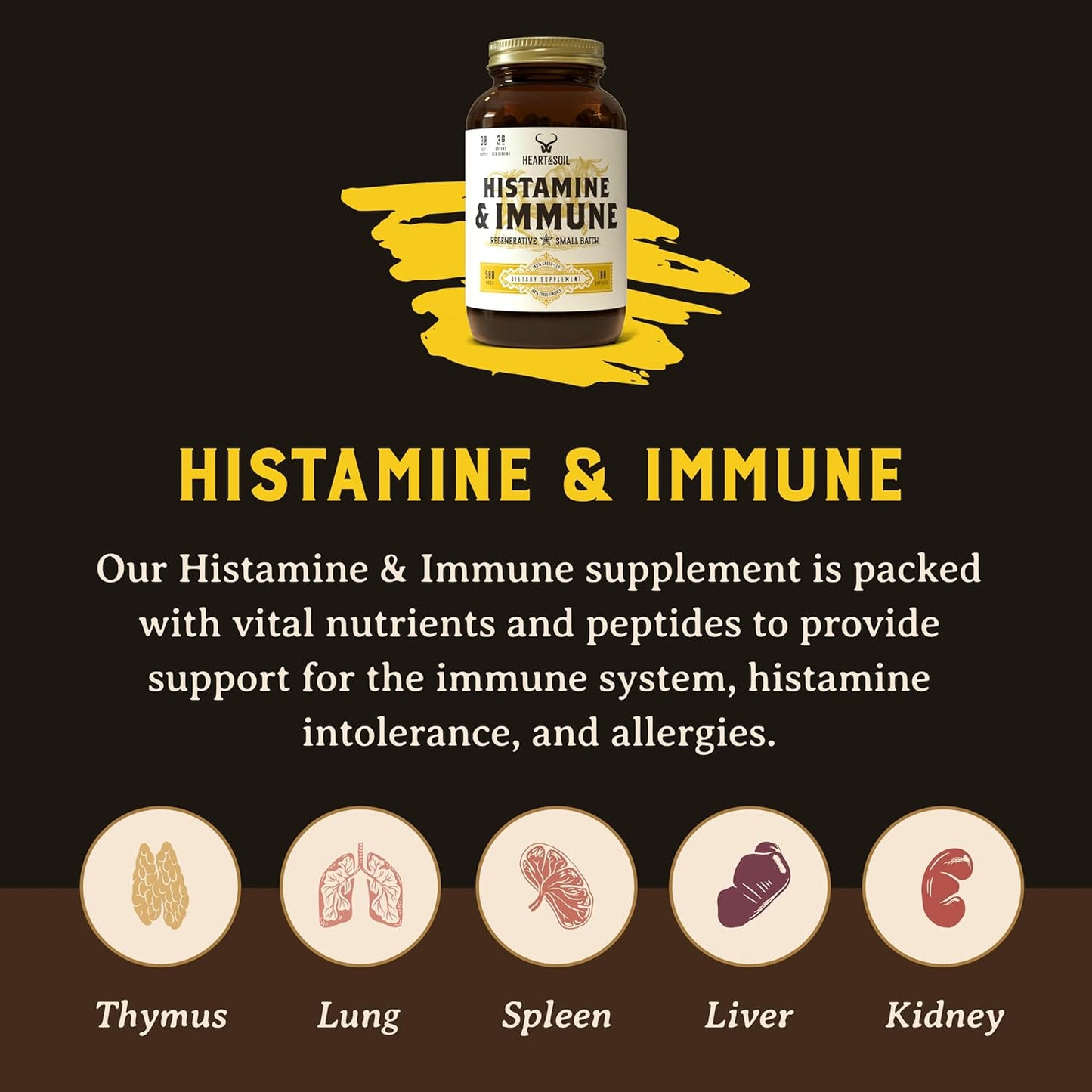 - Histamine & Immune Supplement - Immune Support Supplement - Enriched with Selenium, Vitamin A, Thymopoietin, Thymulin, DAO, Thymosin, LEAP-2 & Peptides - 180 Capsules